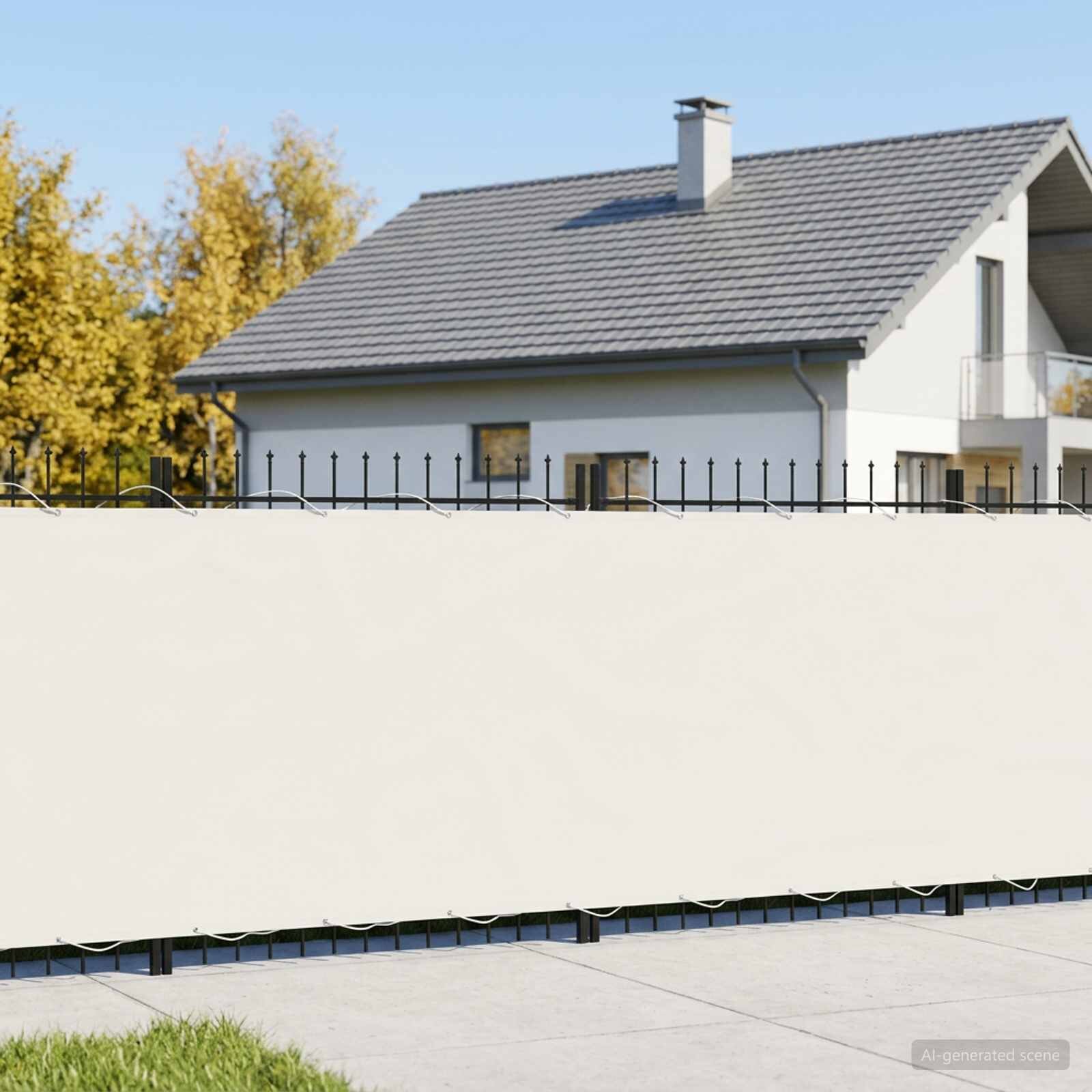 vidaXL Прозорец за балкон 200 x 500 cm Тъкан с PU покритие Бяло