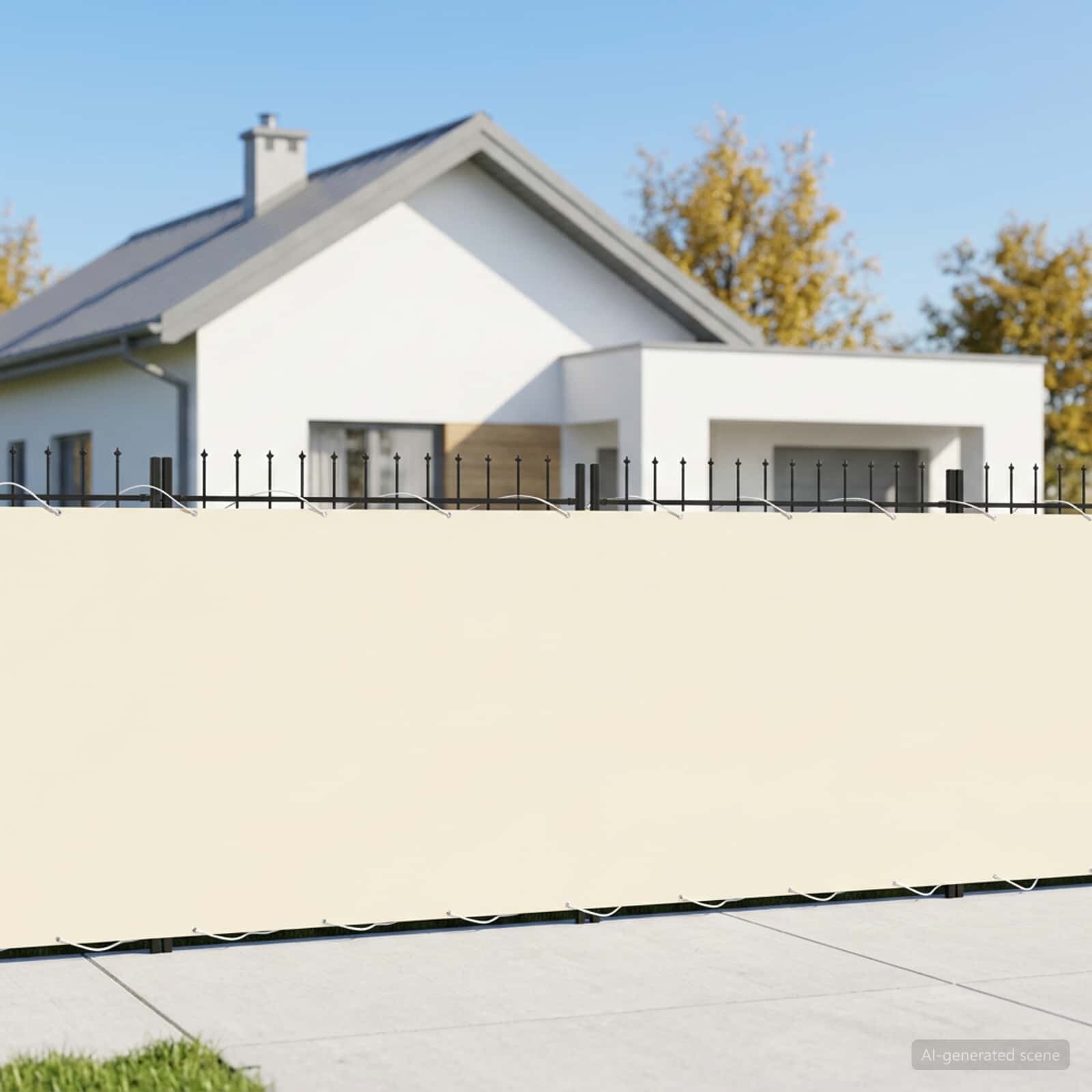 vidaXL Прозорец за балкон 200 x 600 cm Тъкан с PU покритие Кремаво