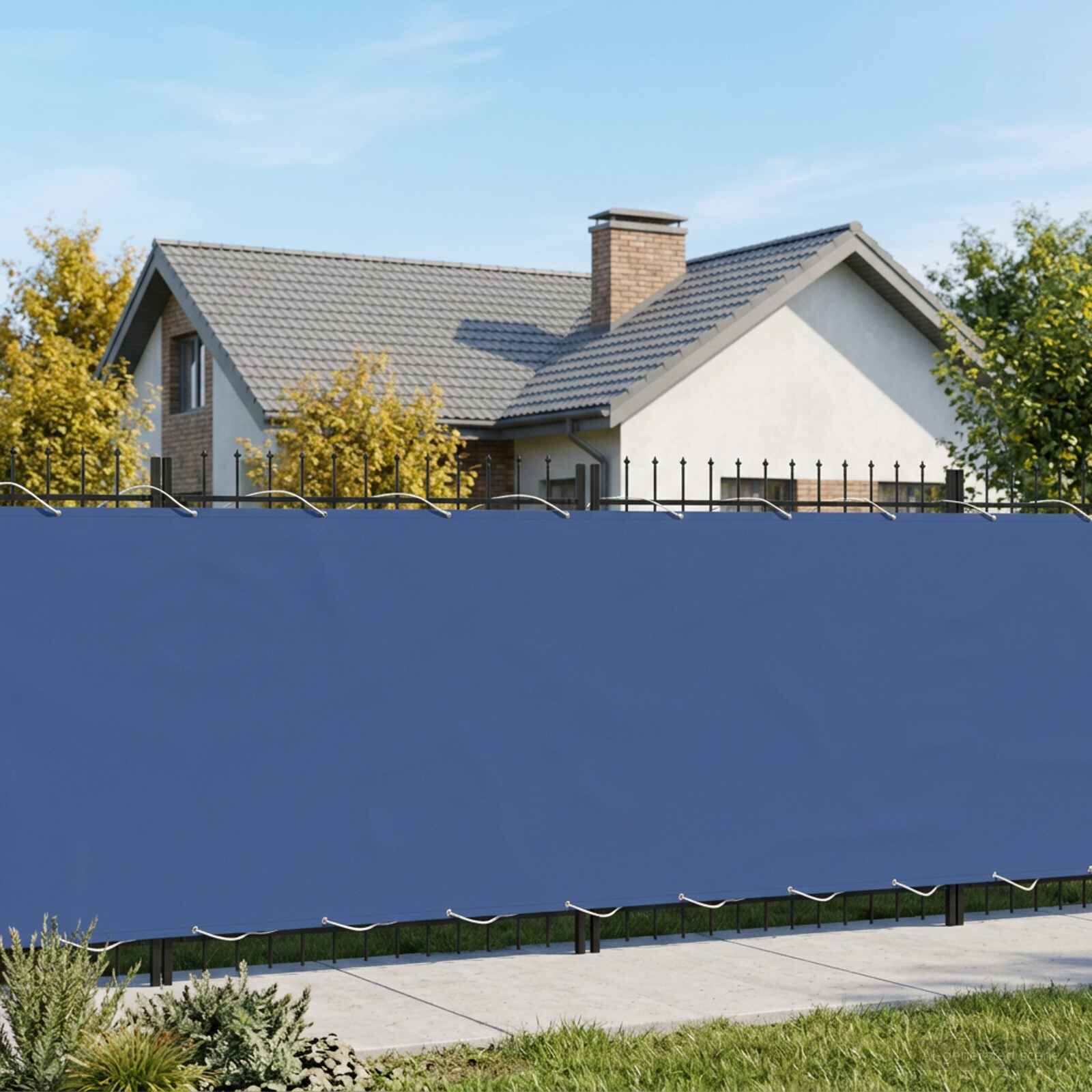vidaXL Прозорец за балкон 200 x 600 cm Тъкан с PU покритие Синьо