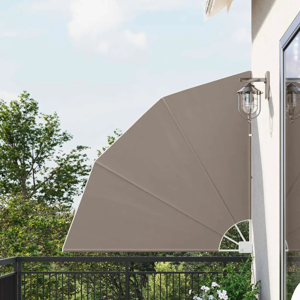 vidaXL Прозорец за балкон Правоъгълна 140 x 140 cm Полиестер Таупе