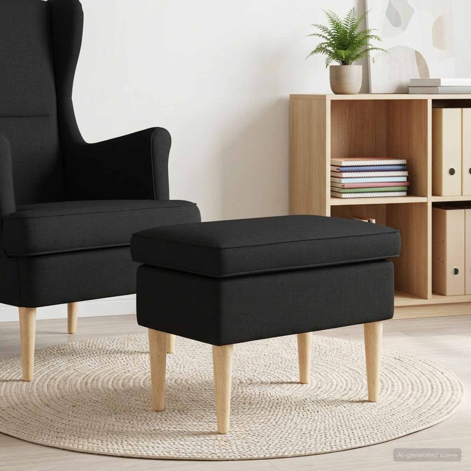 vidaXL Пуф за крака Черно 55 x 35 x 41 см