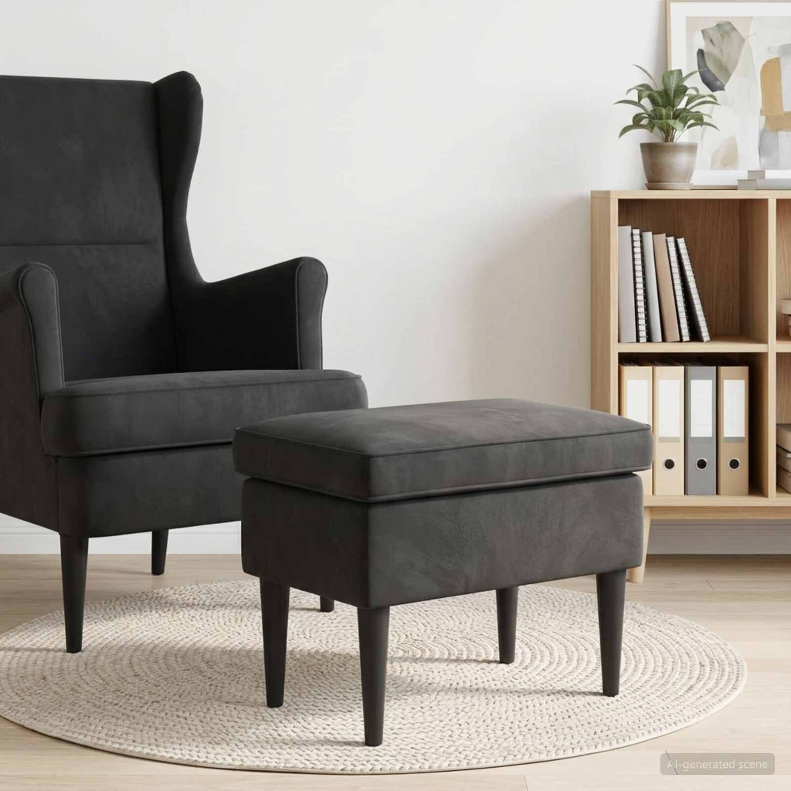 vidaXL Пуф за крака Черно 55 x 35 x 41 см Кадифе