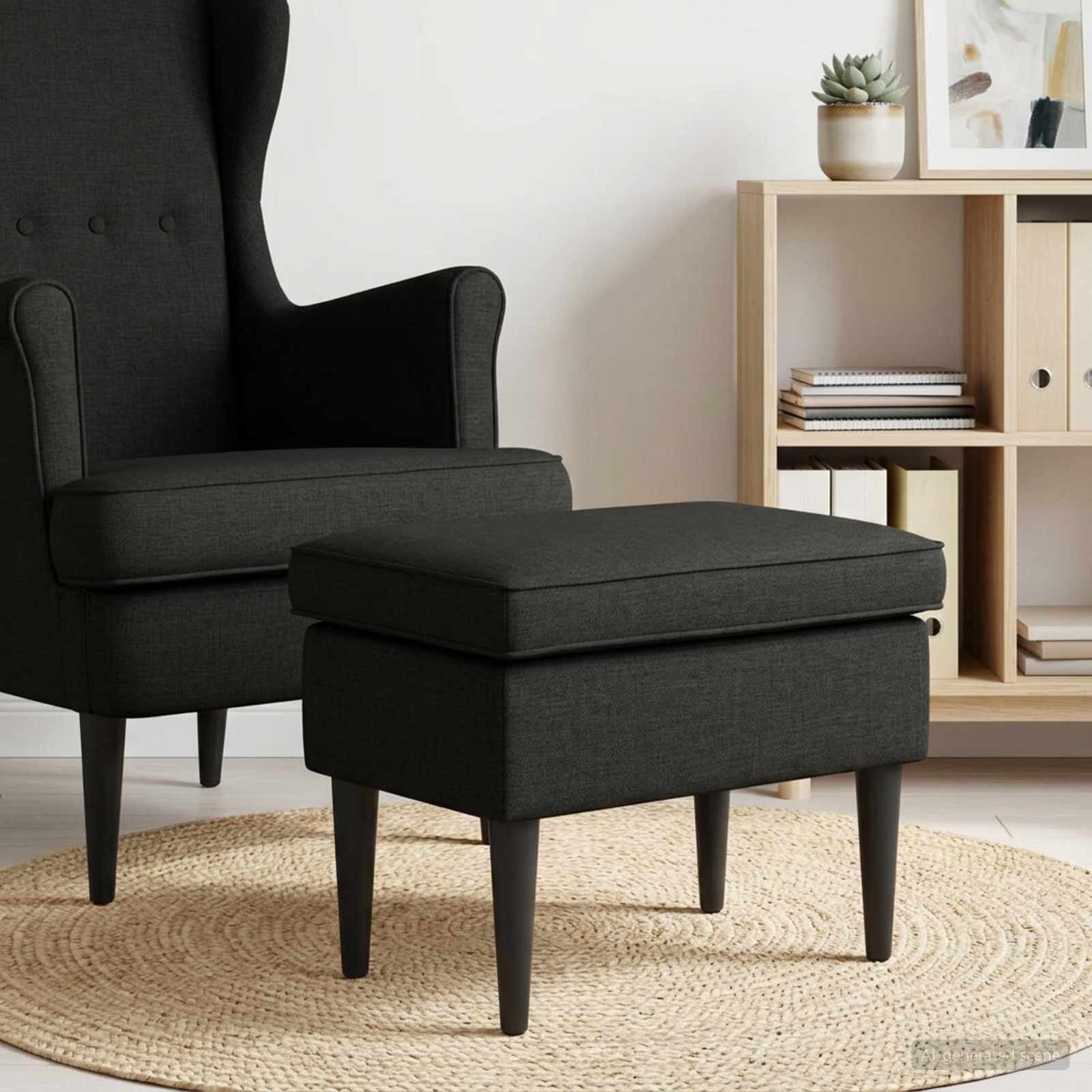 vidaXL Пуф за крака Черно 55 x 35 x 41 см Текстил