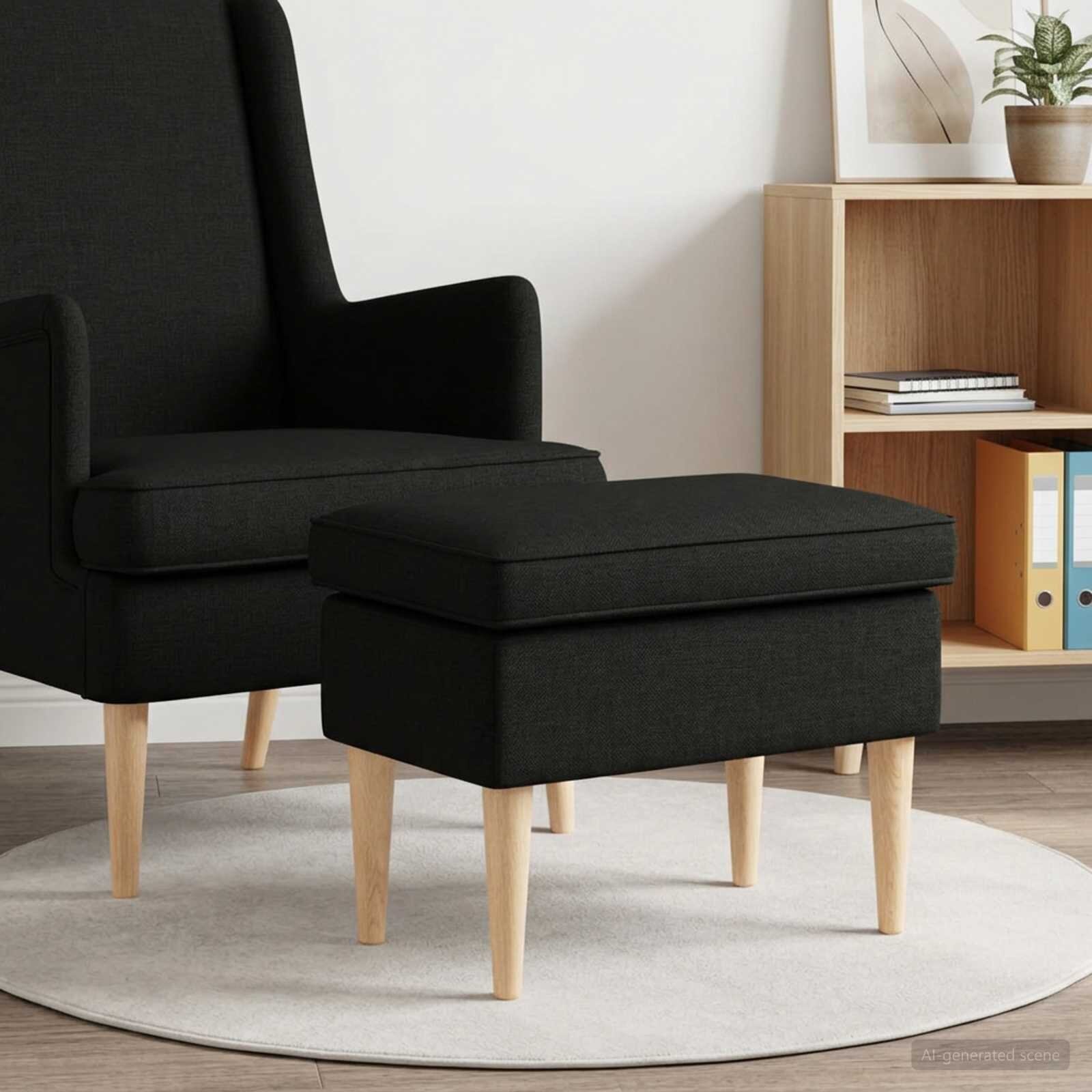 vidaXL Пуф за крака Черно 55 x 35 x 41 см Текстил
