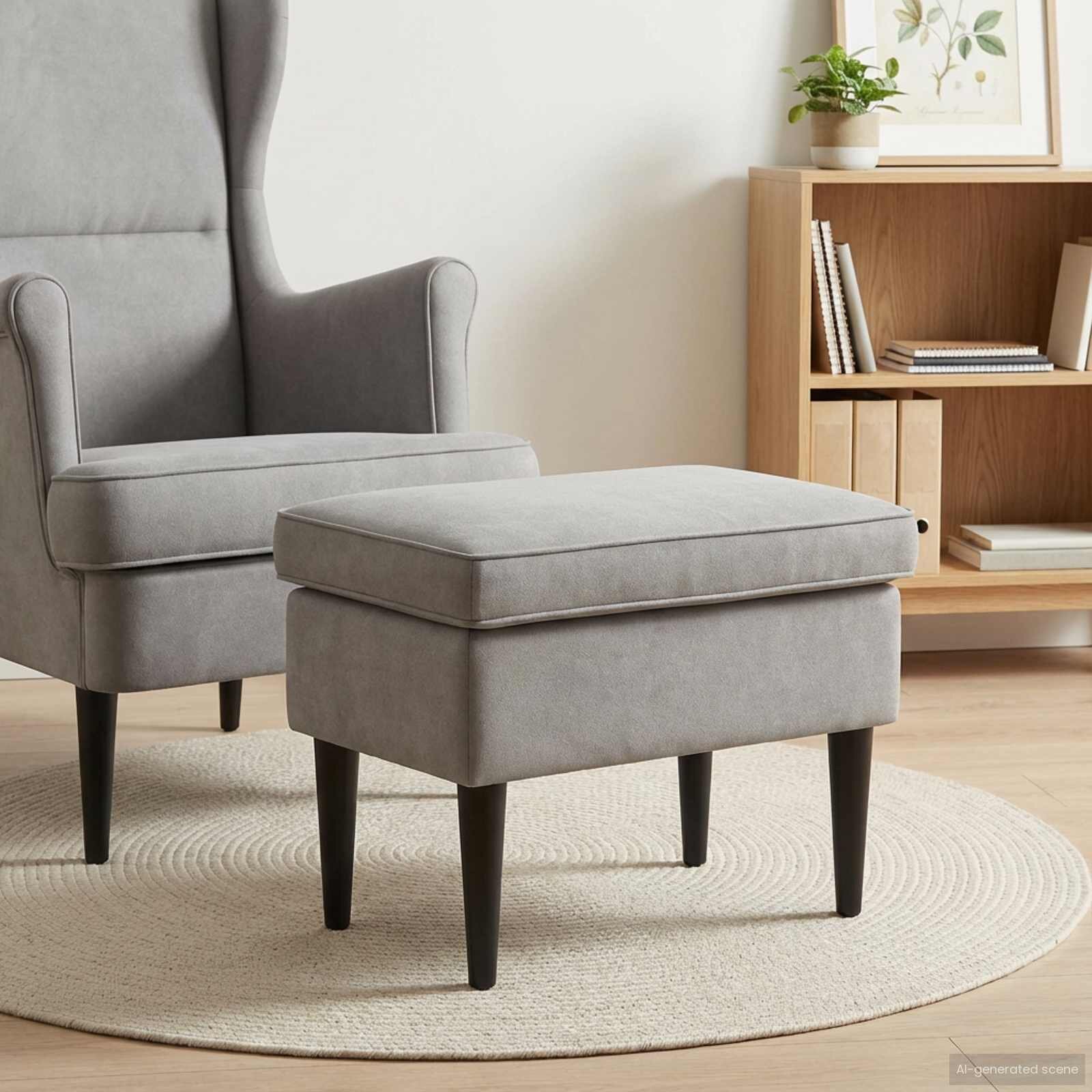 vidaXL Пуф за крака Светлосиво 55 x 35 x 41 см Кадифе