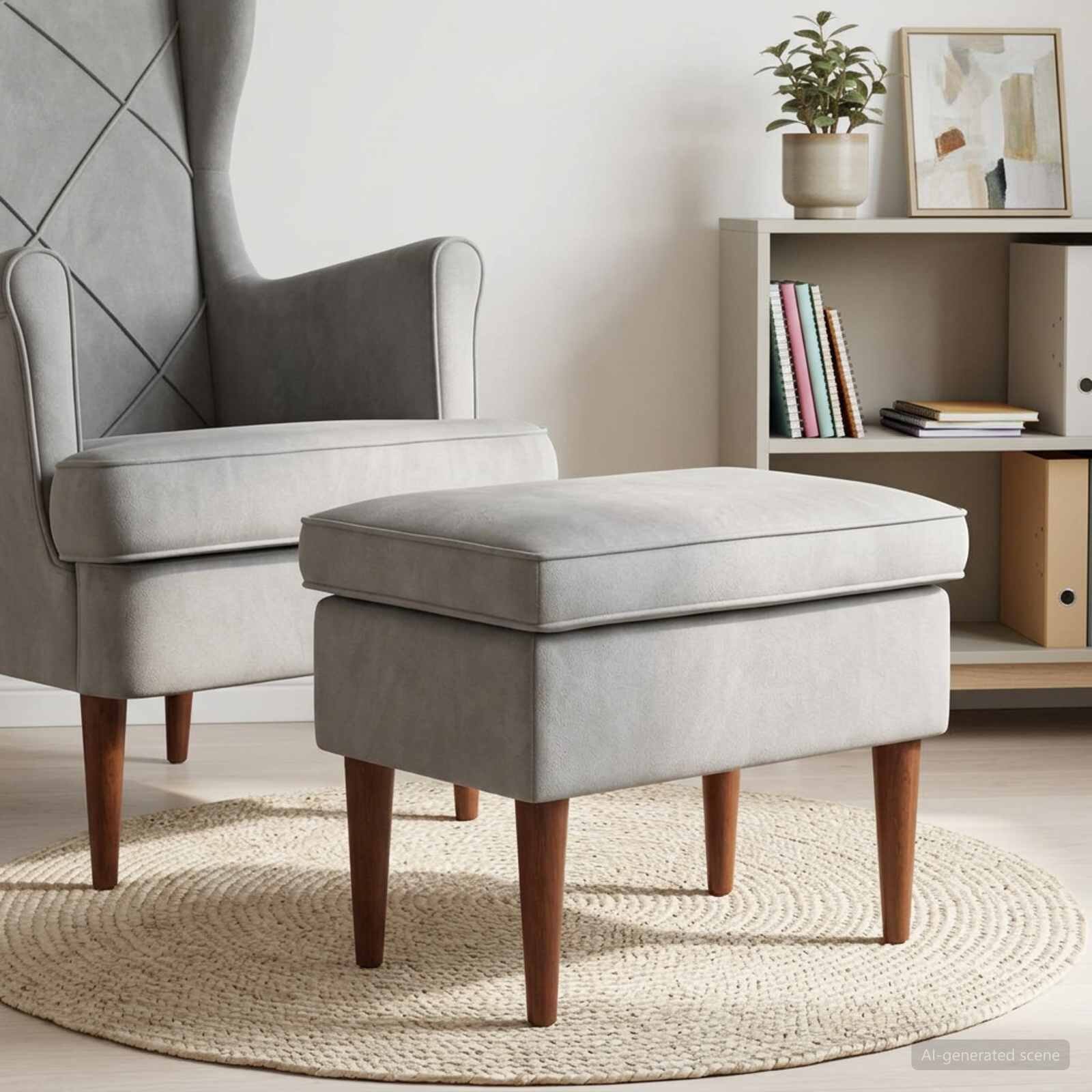 vidaXL Пуф за крака Светлосиво 55 x 35 x 41 см Кадифе