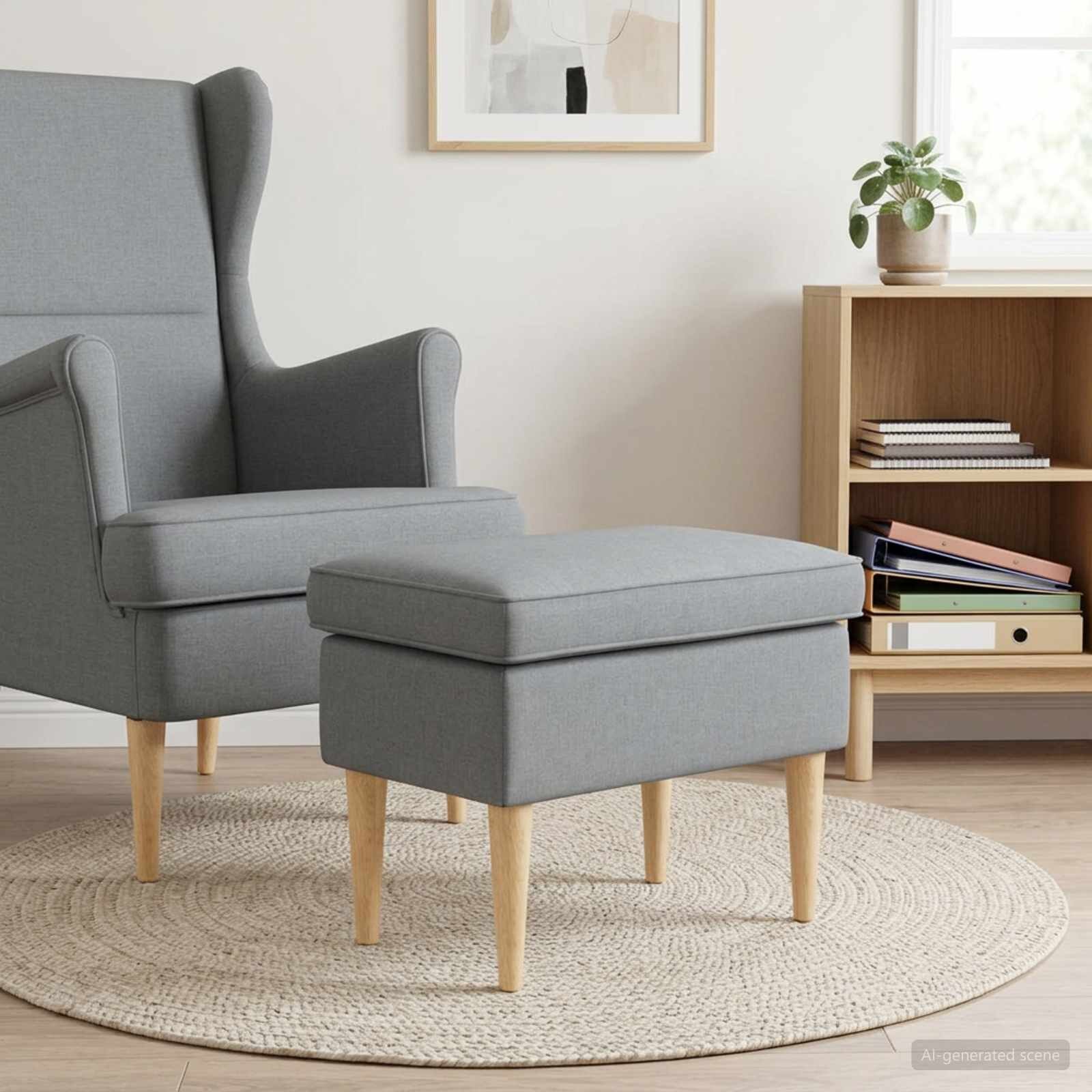 vidaXL Пуф за крака Светлосиво 55 x 35 x 41 см Полиестер