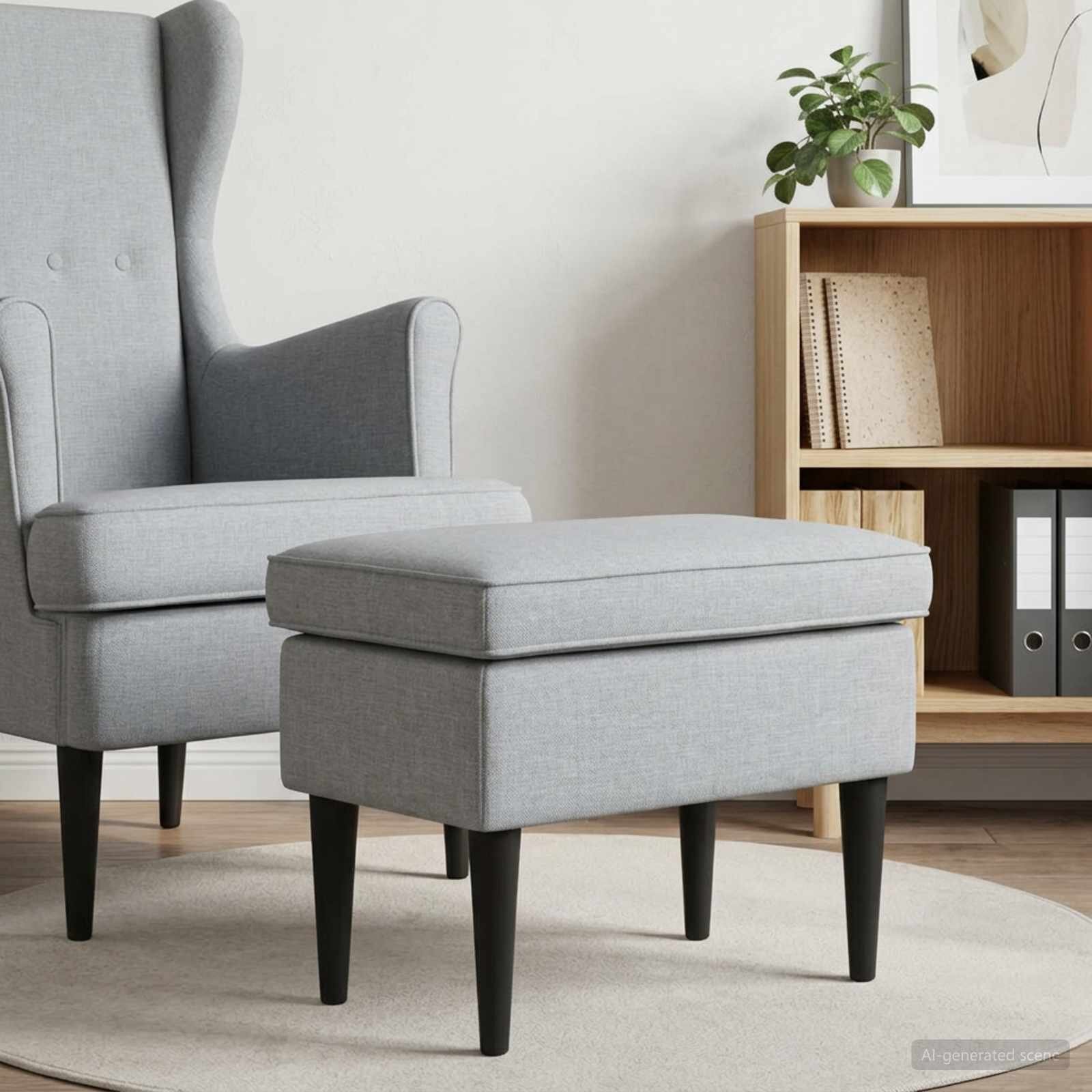 vidaXL Пуф за крака Светлосиво 55 x 35 x 41 см Текстил