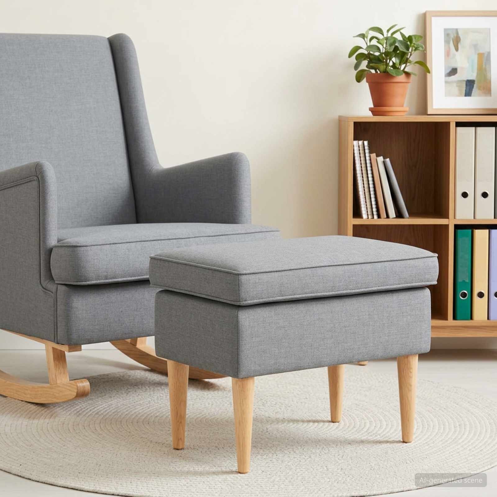 vidaXL Пуф за крака Светлосиво 55 x 35 x 41 см Текстил