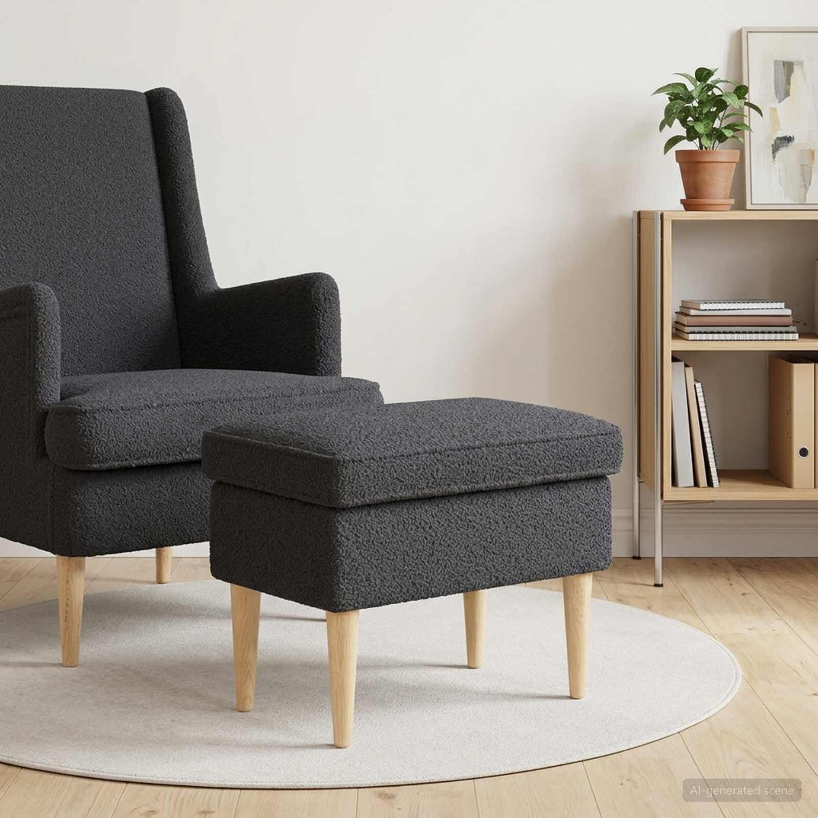 vidaXL Пуф за крака Тъмносиво 55 x 35 x 41 см Букле