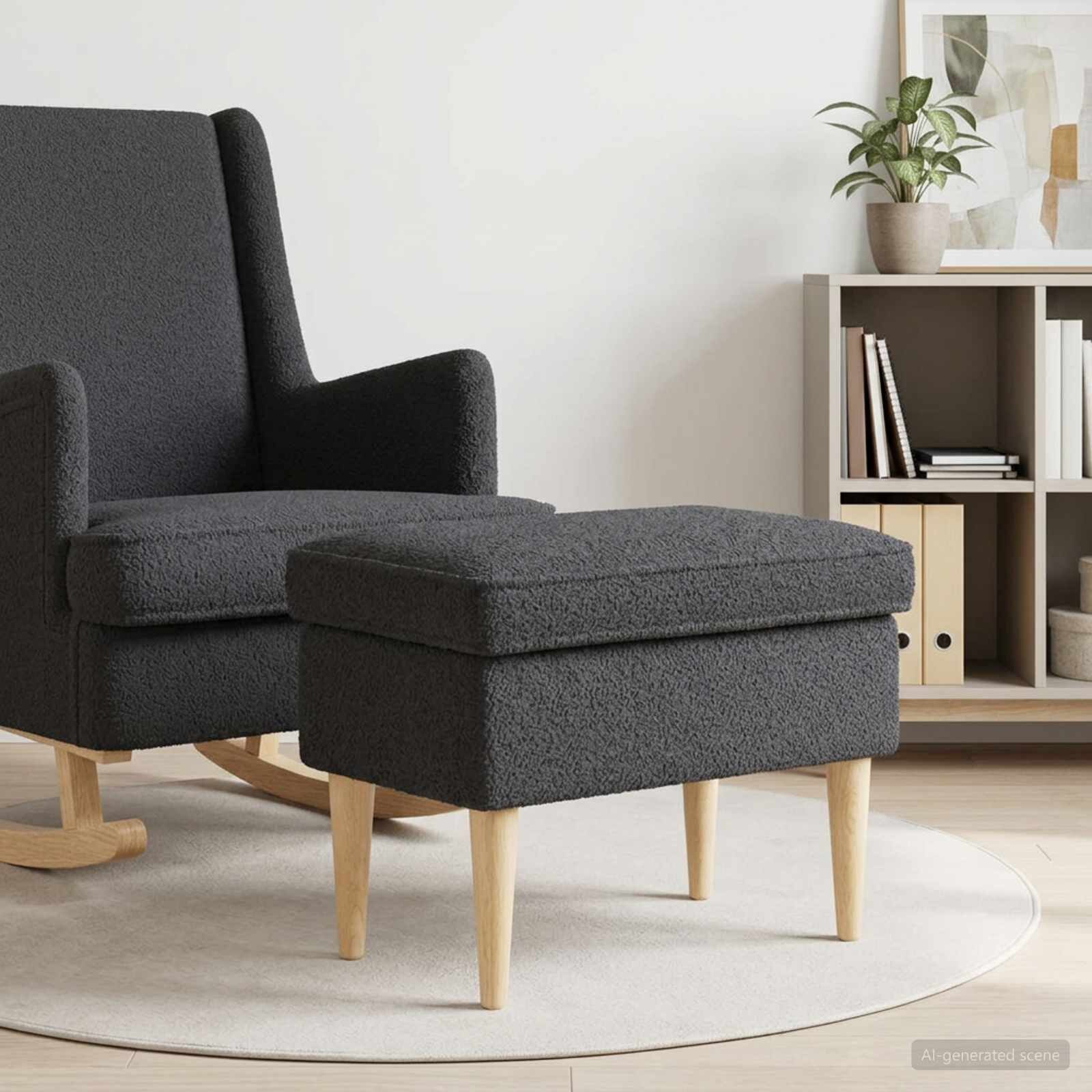 vidaXL Пуф за крака Тъмносиво 55 x 35 x 41 см Букле