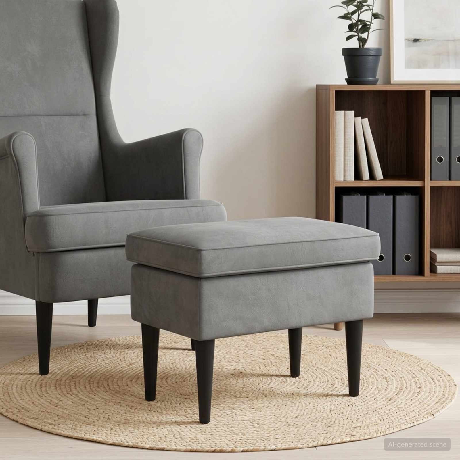 vidaXL Пуф за крака Тъмносиво 55 x 35 x 41 см Кадифе