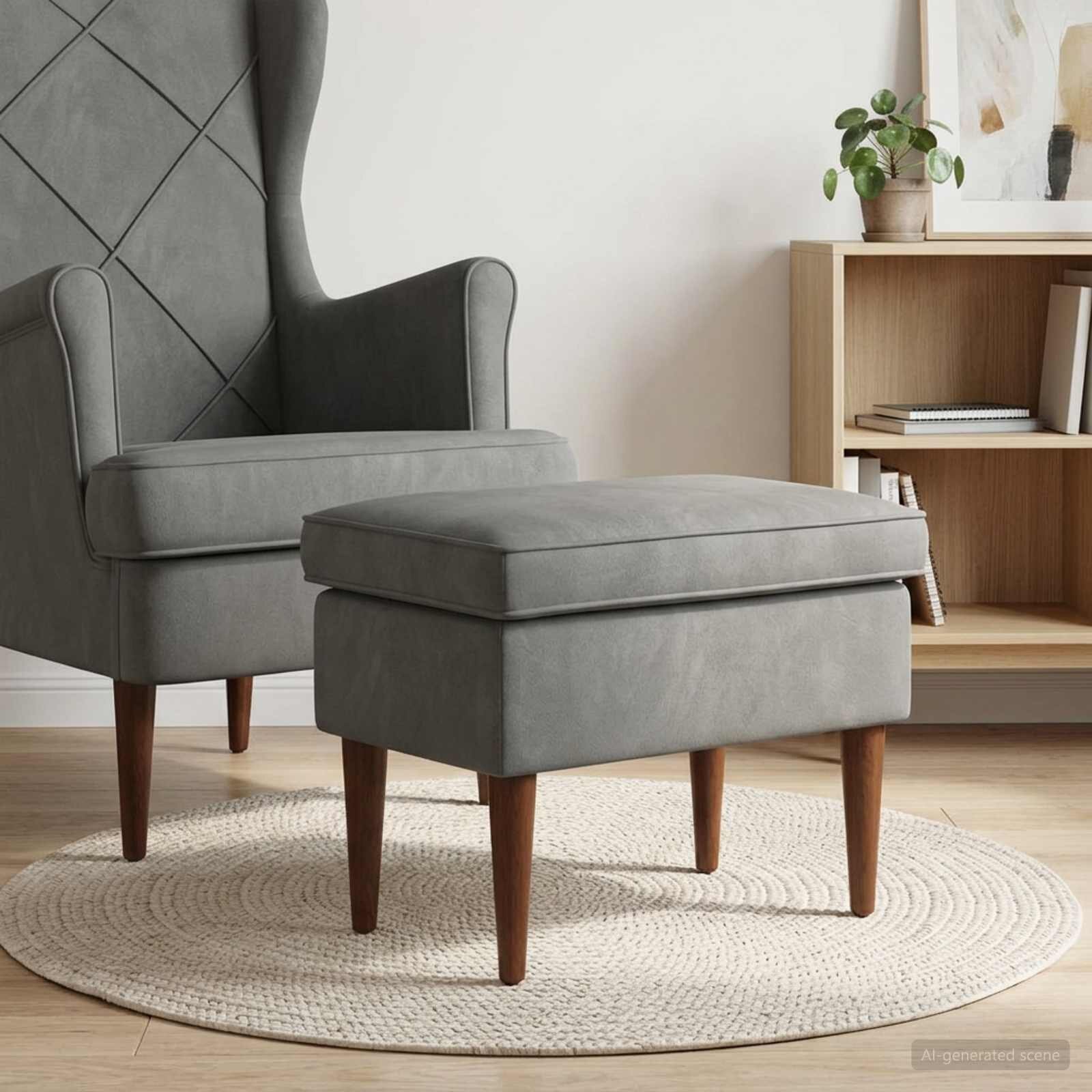 vidaXL Пуф за крака Тъмносиво 55 x 35 x 41 см Кадифе