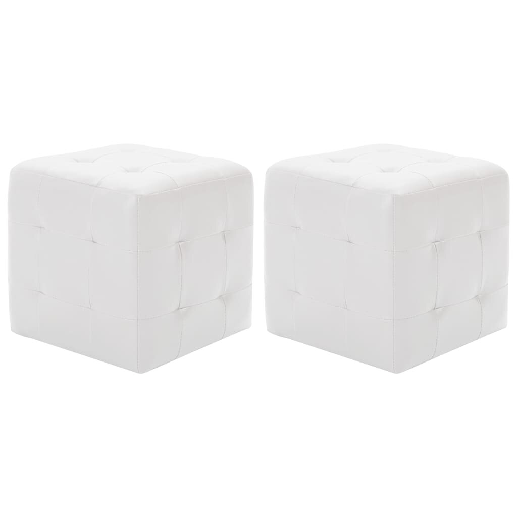 vidaXL Пуфове 2 бр бели 30x30x30 см изкуствена кожа