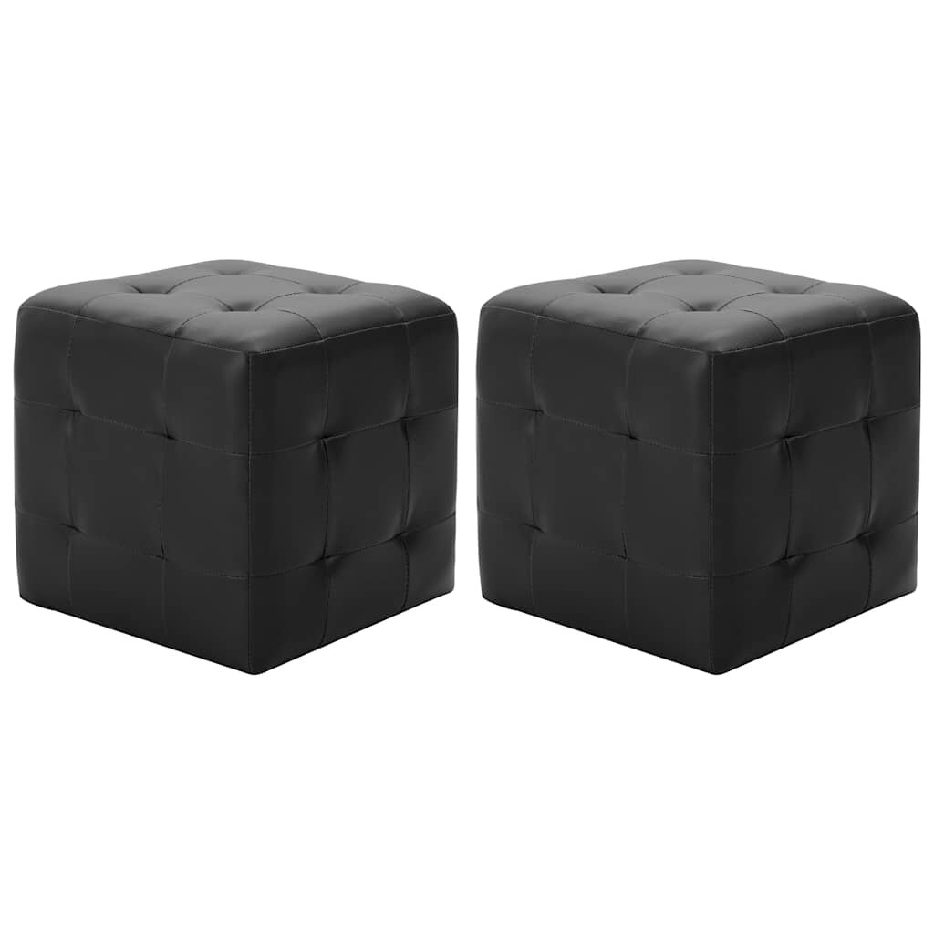 vidaXL Пуфове 2 бр черни 30x30x30 см изкуствена кожа