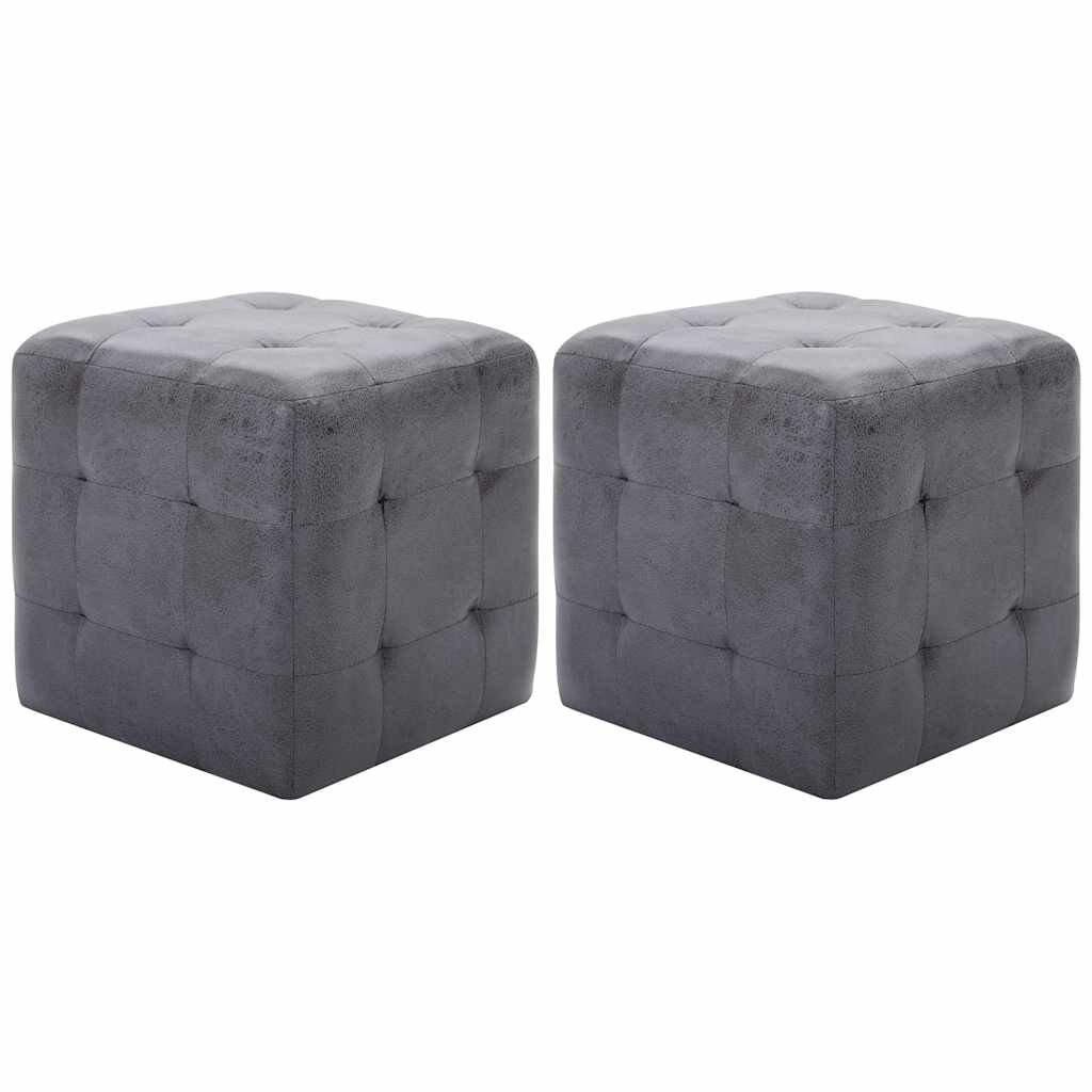 vidaXL Пуфове 2 бр сиви 30x30x30 см изкуствен велур