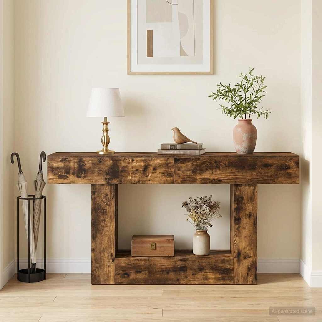 vidaXL Пушена Дъб 160 x 30 x 74 см