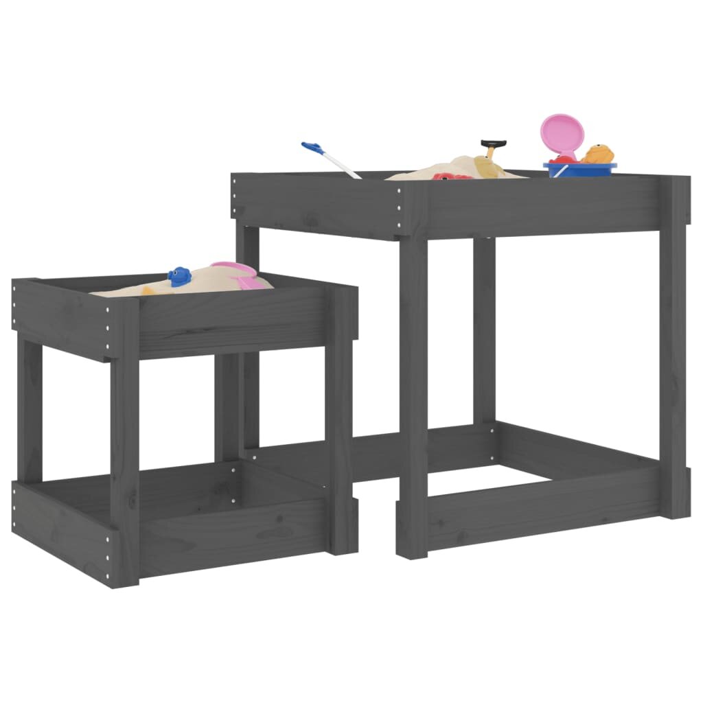 vidaXL Пясъчни маси 2 бр сиви борово дърво масив