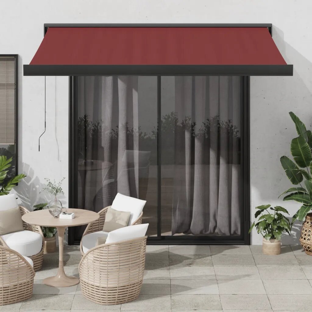 vidaXL Ръчен навес 35 x 25 m Бургундско червен 100% полиестер