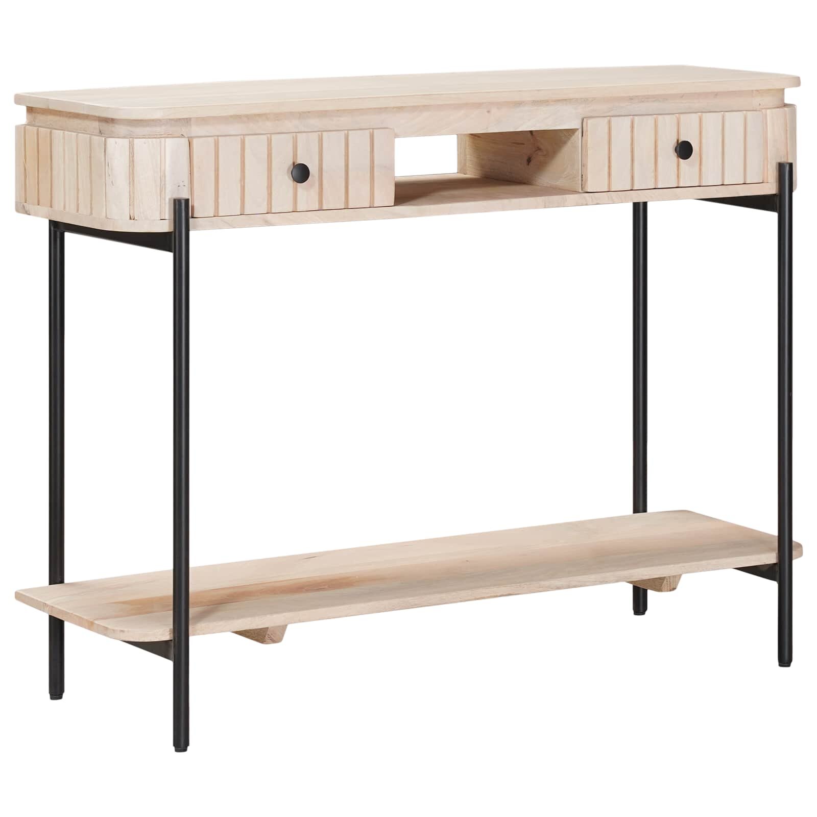 vidaXL Ръчно изработена масичка Бяло 100 x 30 x 76 см