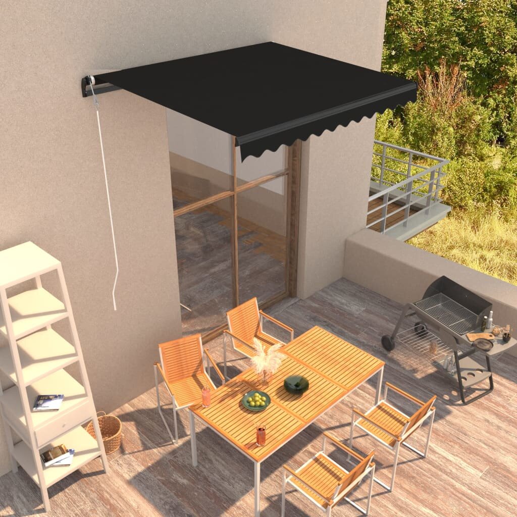 vidaXL Ръчно прибиращ се сенник 300x250 см антрацит