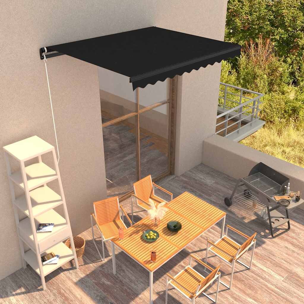 vidaXL Ръчно прибиращ се сенник 350x250 см антрацит