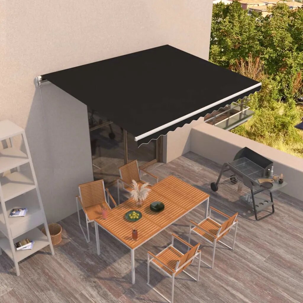 vidaXL Ръчно прибиращ се сенник 400x350 см антрацит