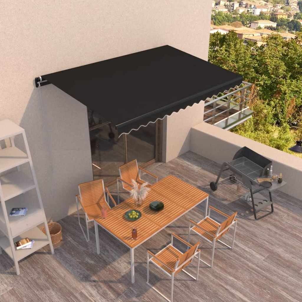vidaXL Ръчно прибиращ се сенник 450x350 см антрацит
