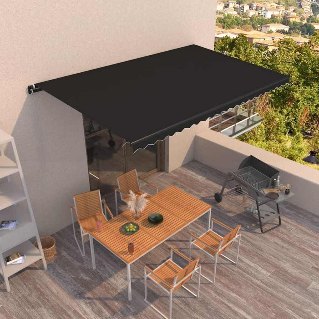 vidaXL Ръчно прибиращ се сенник 500x350 см антрацит