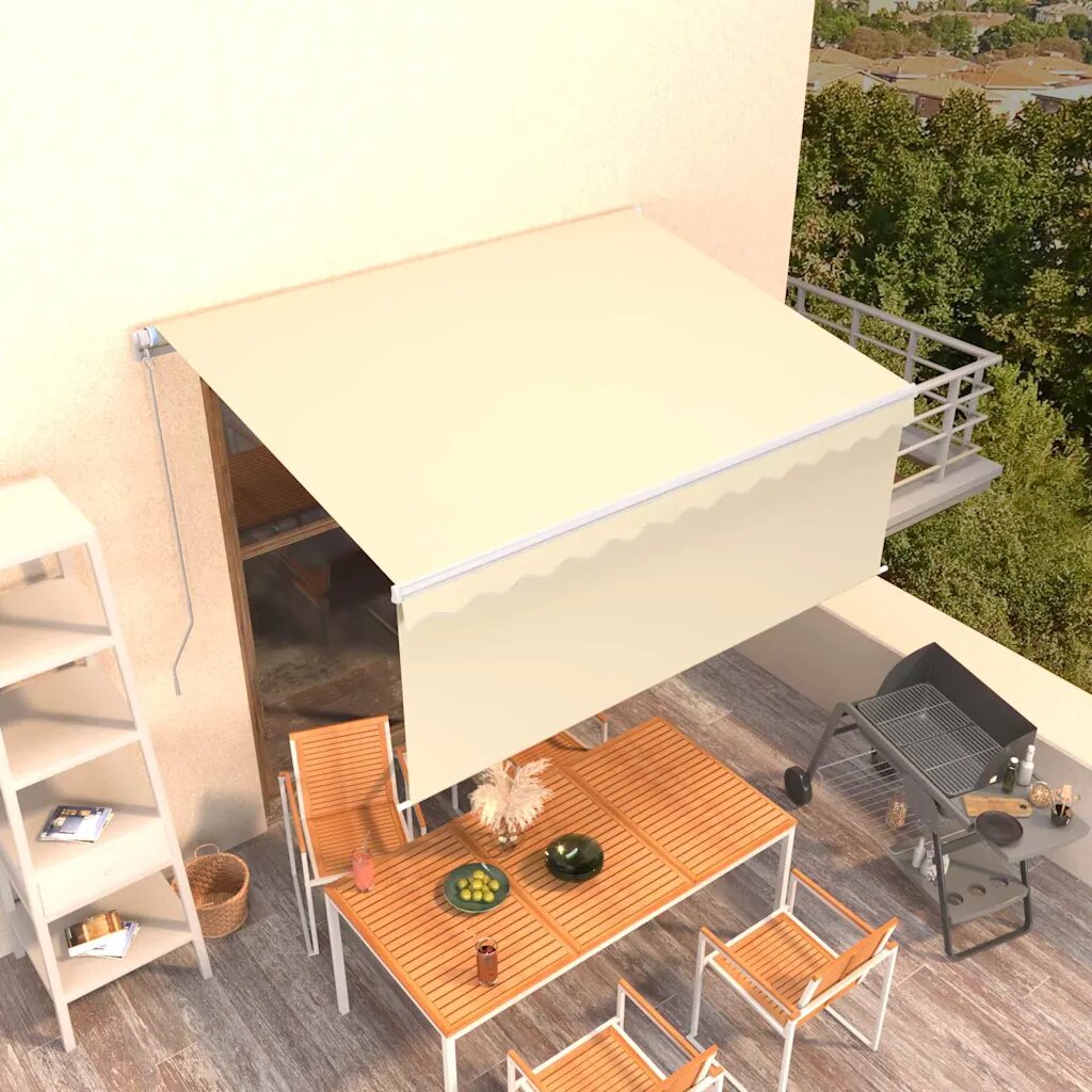 vidaXL Ръчно прибиращ се сенник с щора 35x25 м кремав