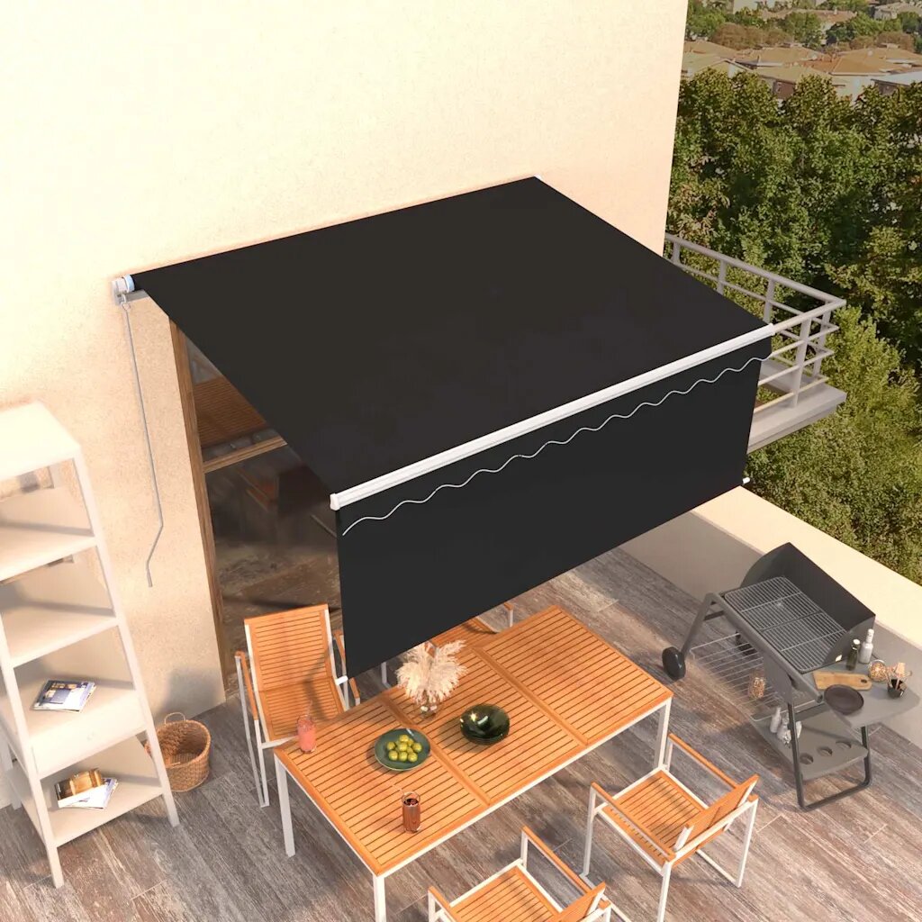 vidaXL Ръчно прибиращ се сенник с щора 3x25 м антрацит
