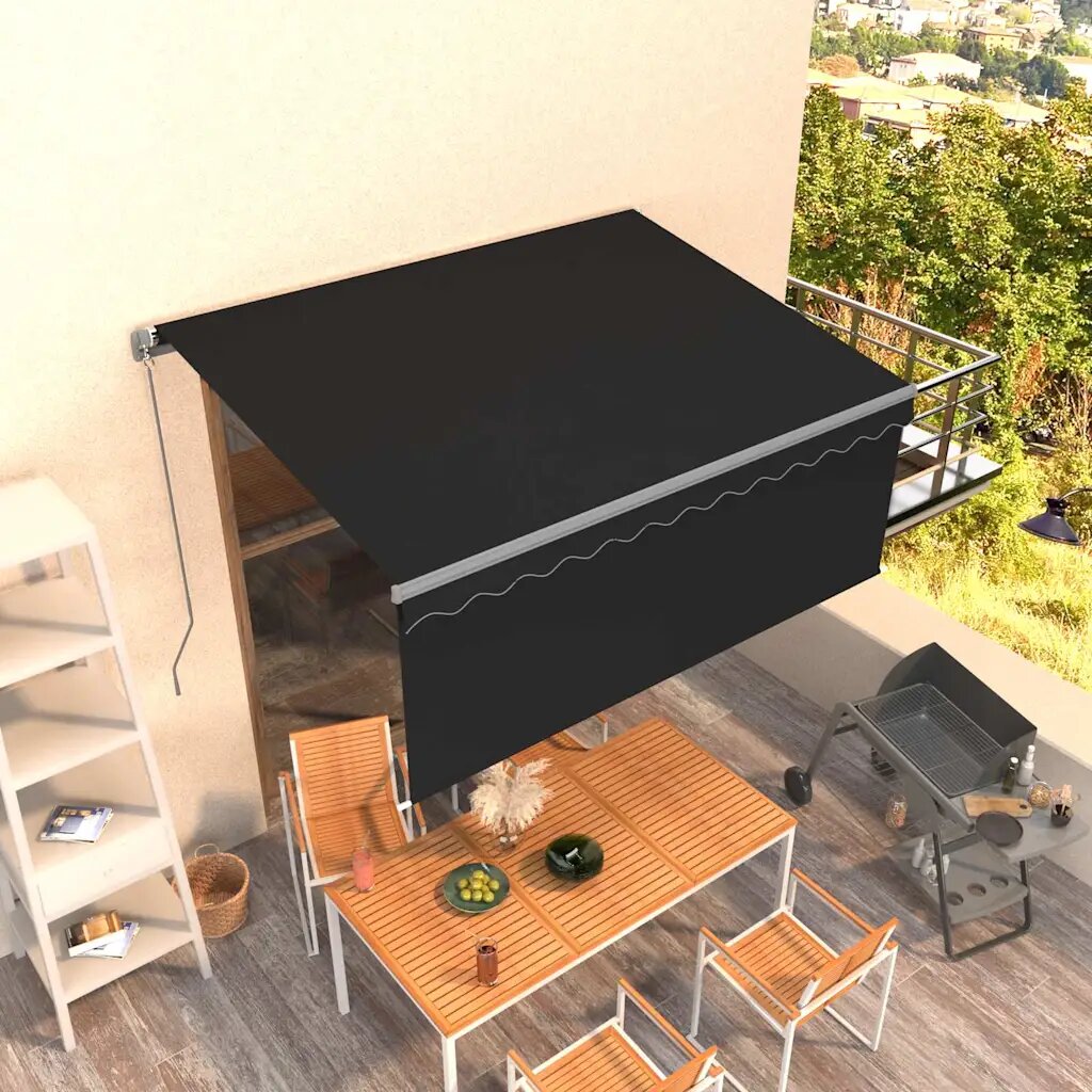 vidaXL Ръчно прибиращ се сенник с щора 3x25 м антрацит
