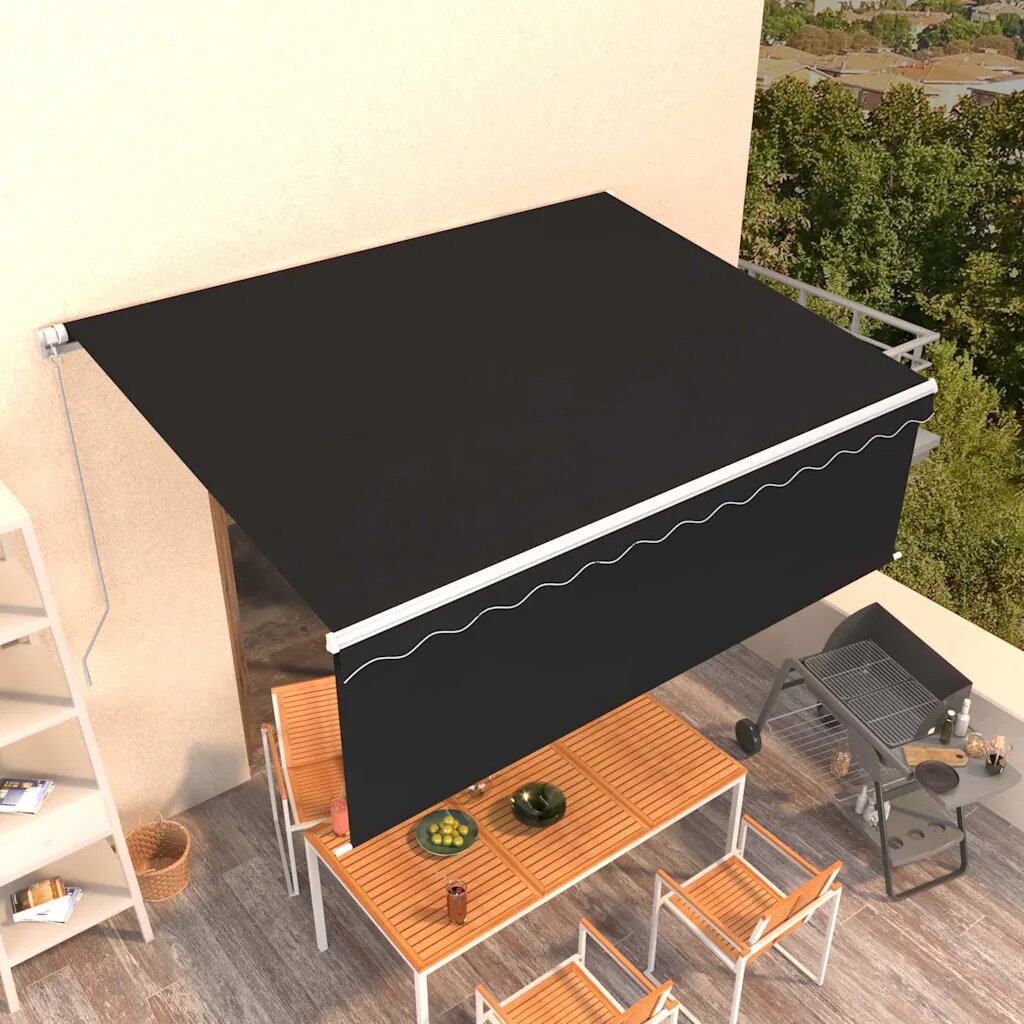 vidaXL Ръчно прибиращ се сенник с щора 45x3 м антрацит