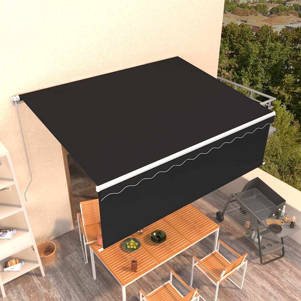 vidaXL Ръчно прибиращ се сенник с щора 4x3 м антрацит