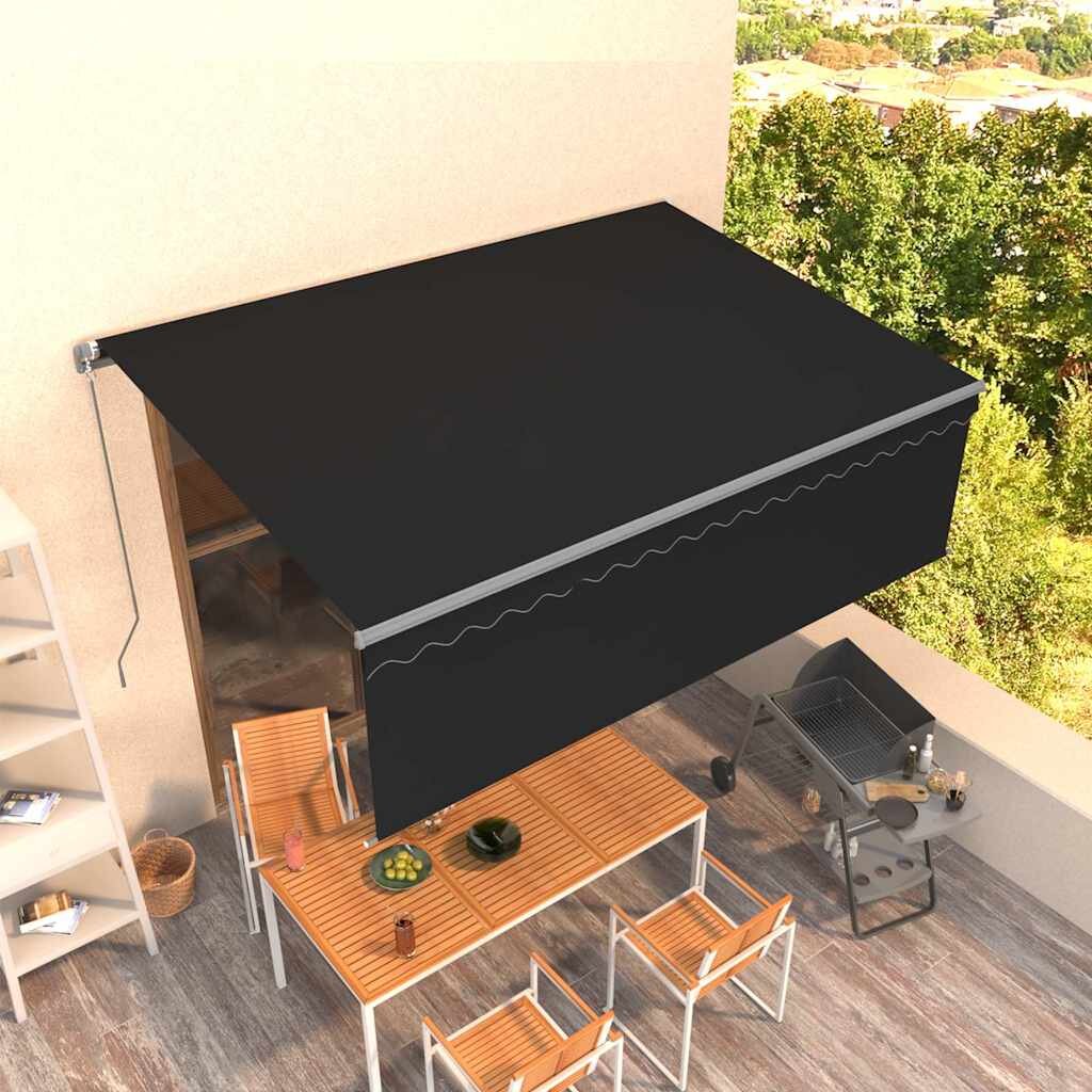 vidaXL Ръчно прибиращ се сенник с щора 4x3 м антрацит