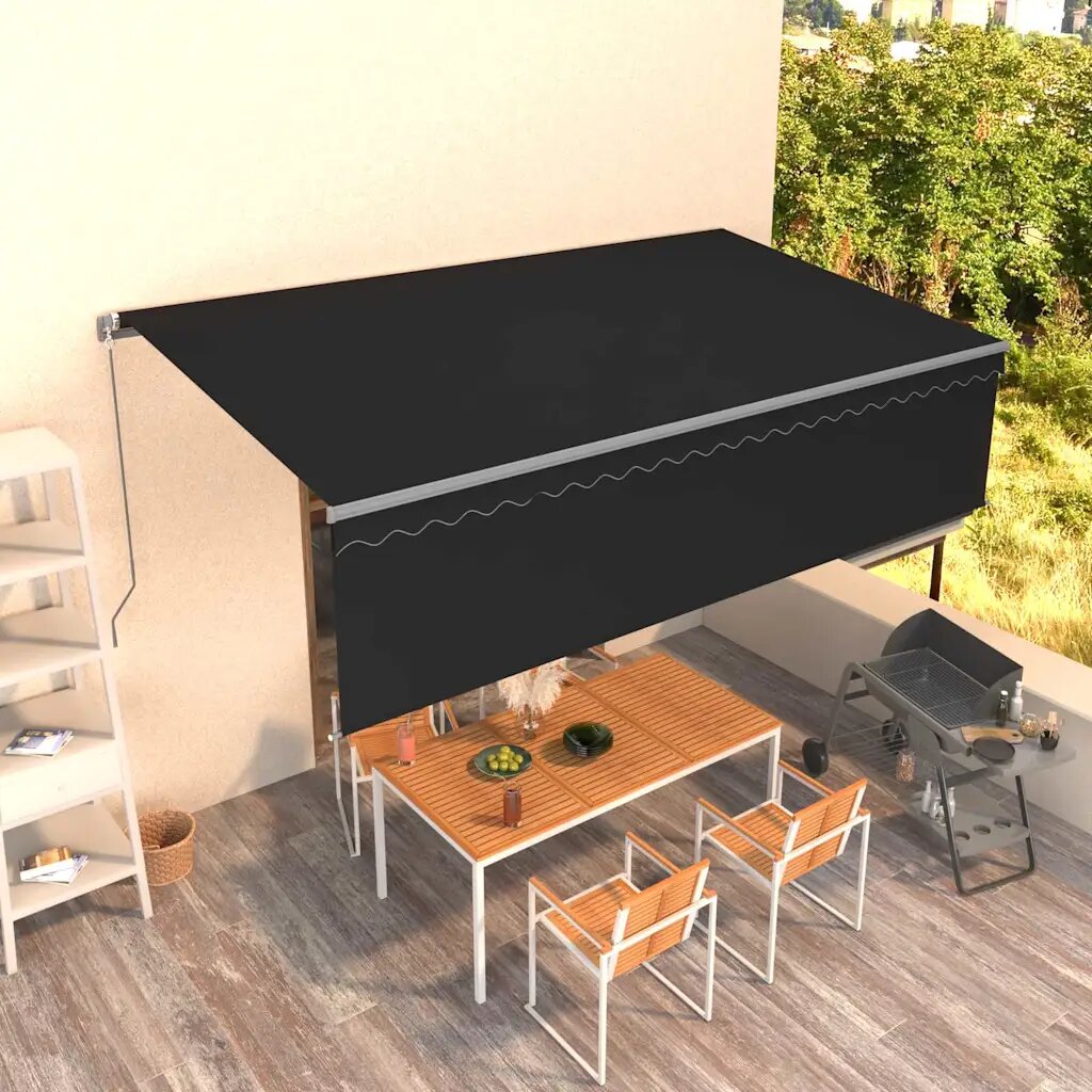 vidaXL Ръчно прибиращ се сенник с щори 5x3 м антрацит