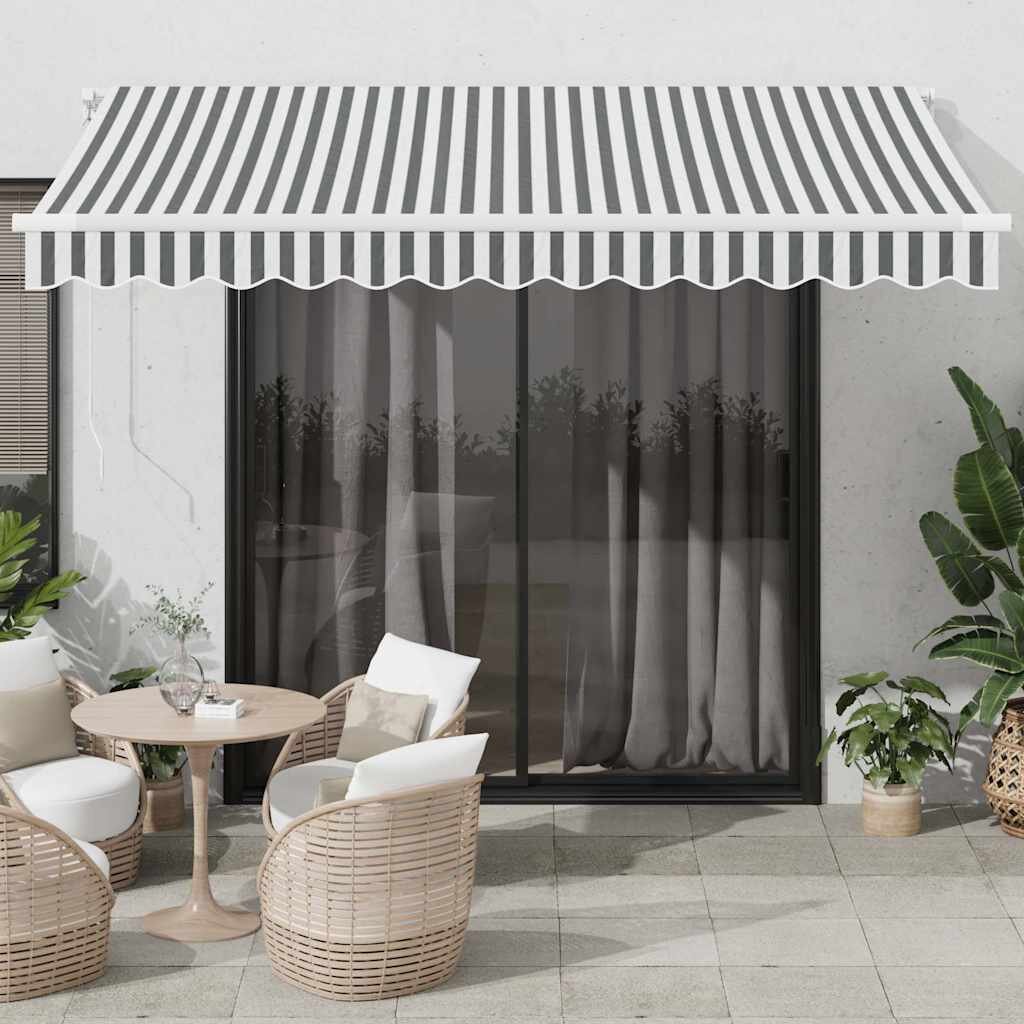 vidaXL Ръчно прибираща се тента антрацит и бял 350x250 см