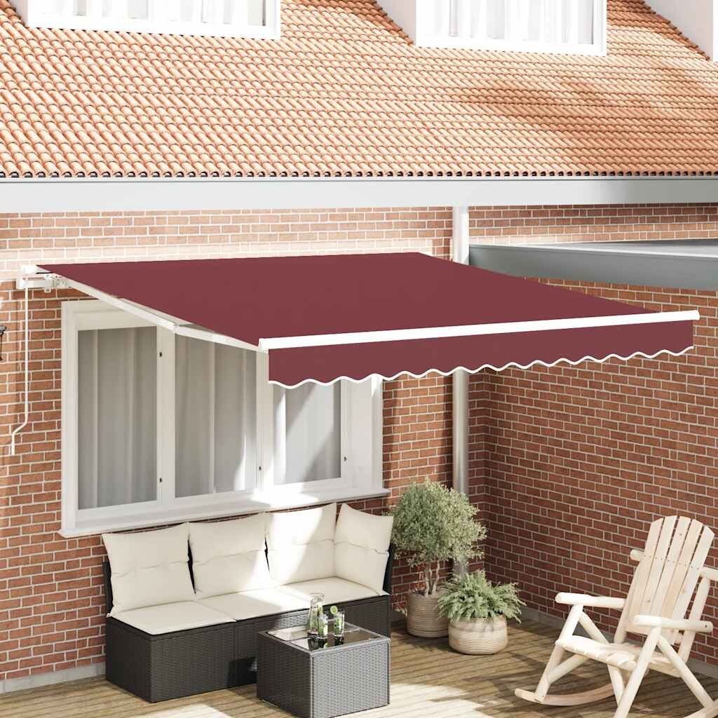 vidaXL Ръчно прибираща се тента бордо 300x250 см