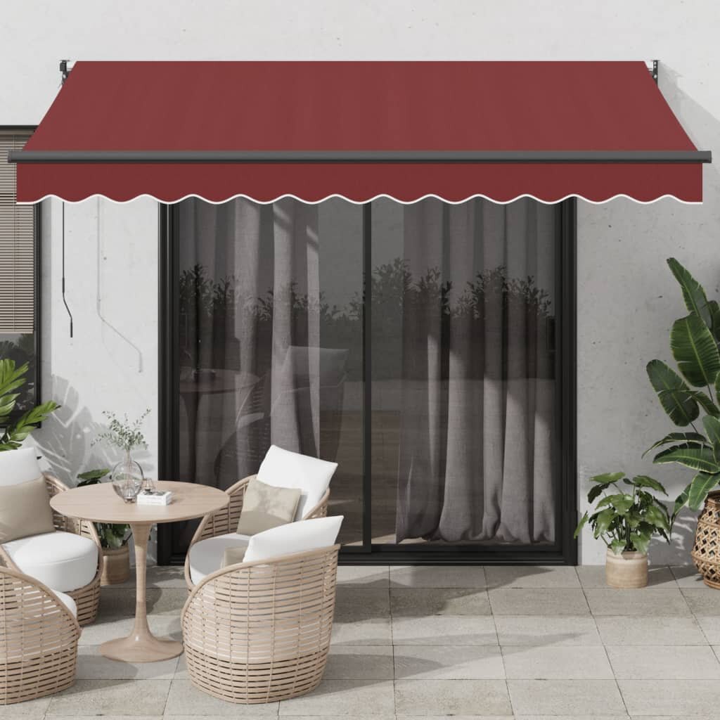 vidaXL Ръчно прибираща се тента бордо 350x250 см