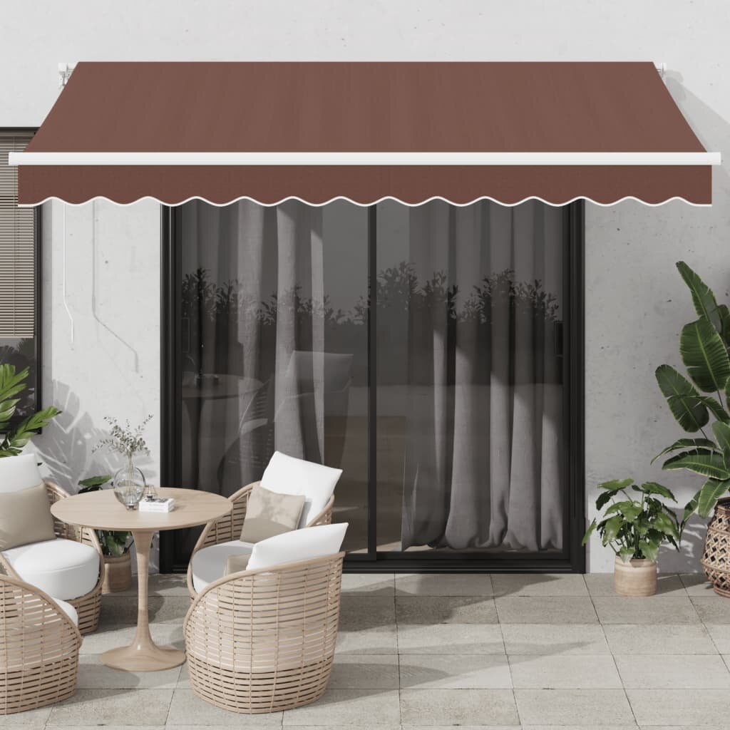 vidaXL Ръчно прибираща се тента кафява 350x250 см