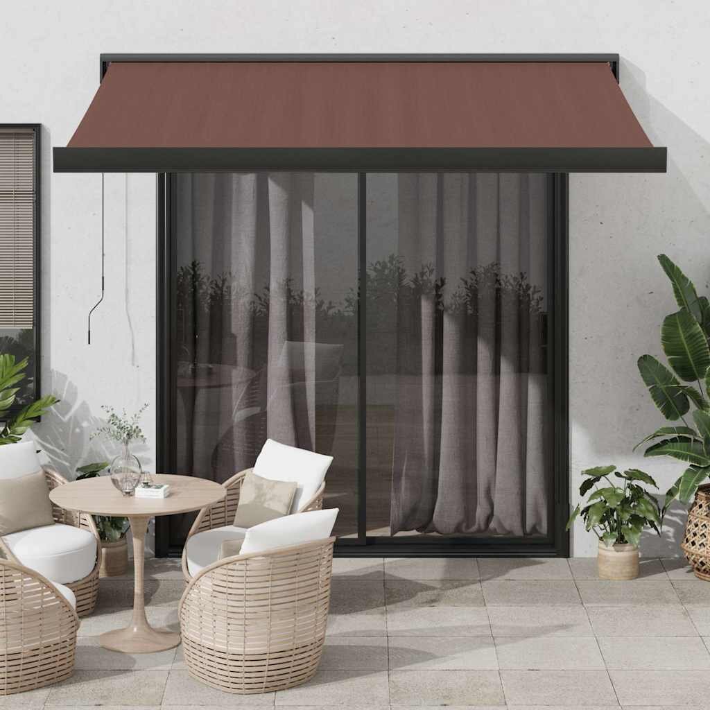 vidaXL Ръчно прибираща се тента кафява 350x250 см