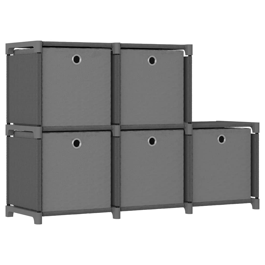 vidaXL Рафт с 5 кубични отделения с кутии сив 103x30x725 см плат
