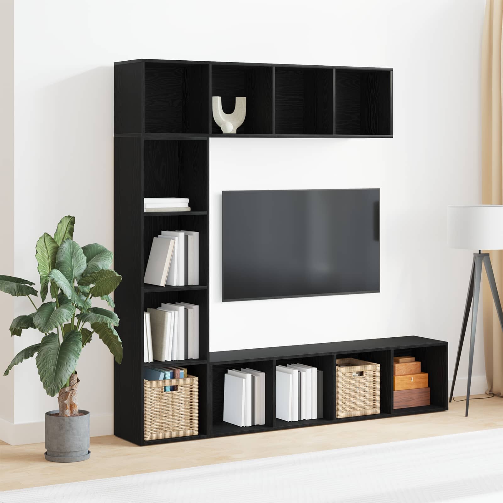 vidaXL Рафт за книги 12 нива 3 бр. 36 x 30 x 143 cm Черния дъб