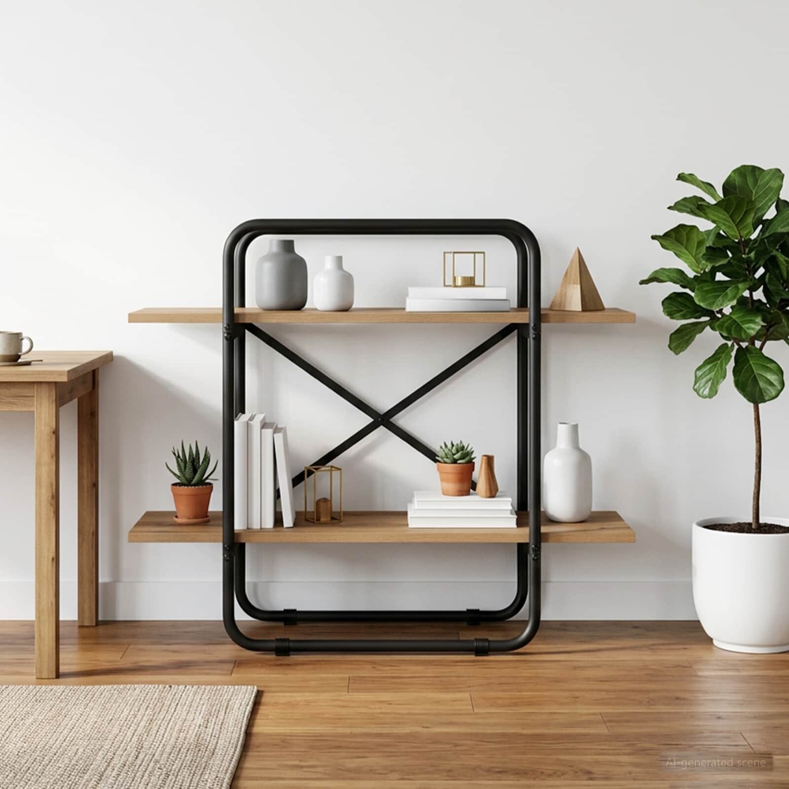 vidaXL Рафт за книги 2 нива 60 x 35 x 70 cm PB Дъб артизан