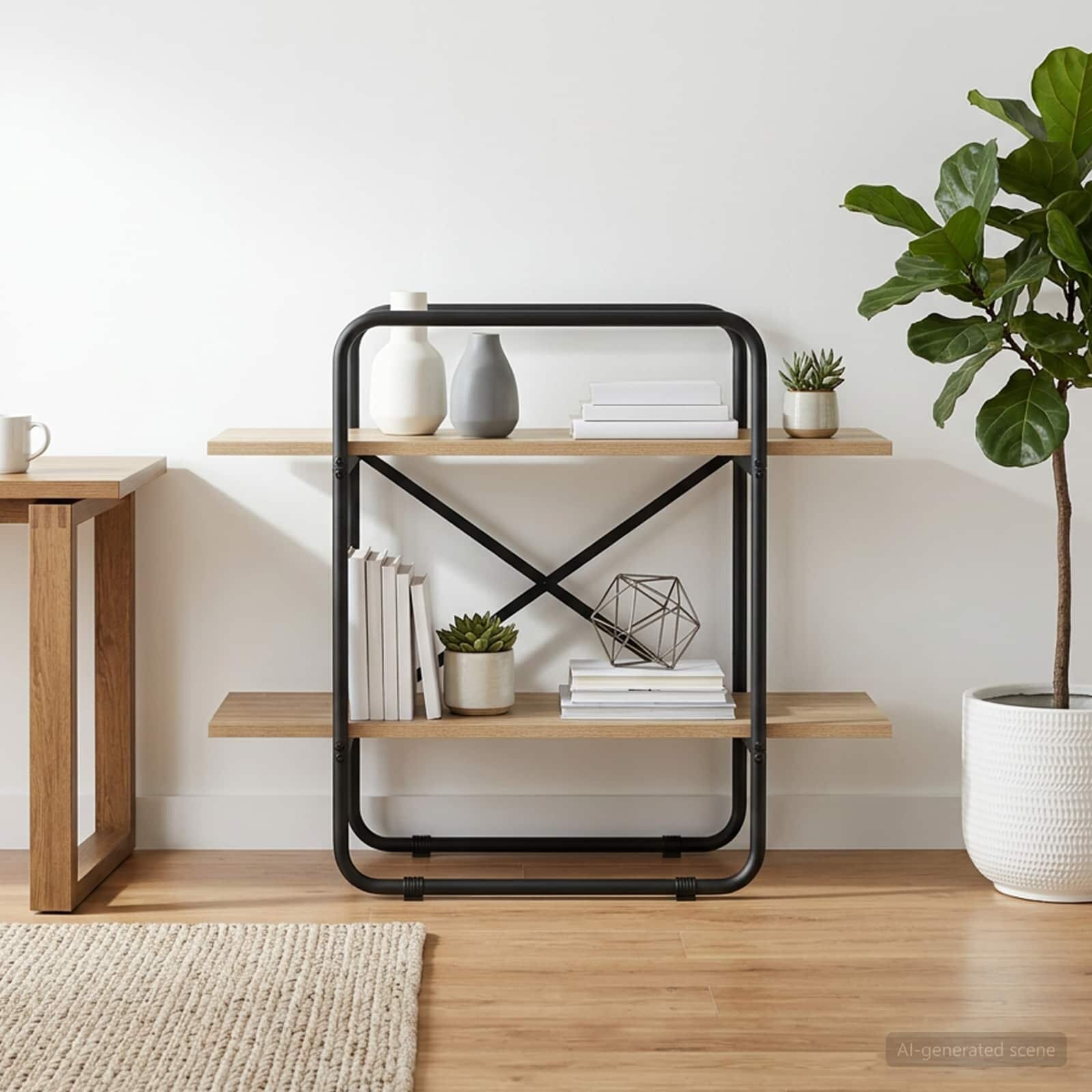vidaXL Рафт за книги 2 нива 60 x 35 x 70 cm PB Дъб сонома
