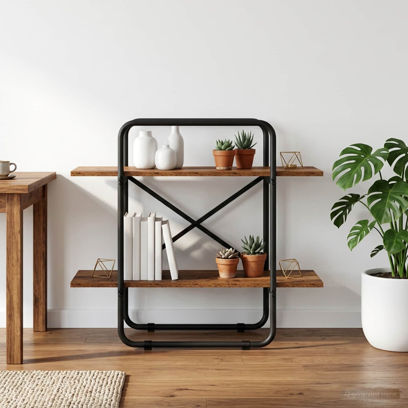vidaXL Рафт за книги 2 нива 60 x 35 x 70 cm PB Дъбова дървесина