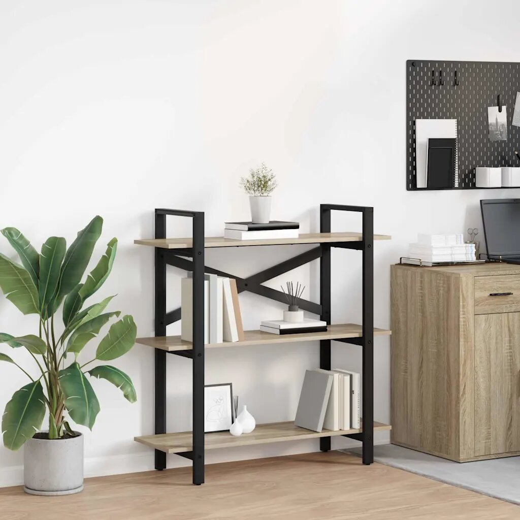 vidaXL Рафт за книги 3 нива 100 x 335 x 102 см Инженерна дървесина
