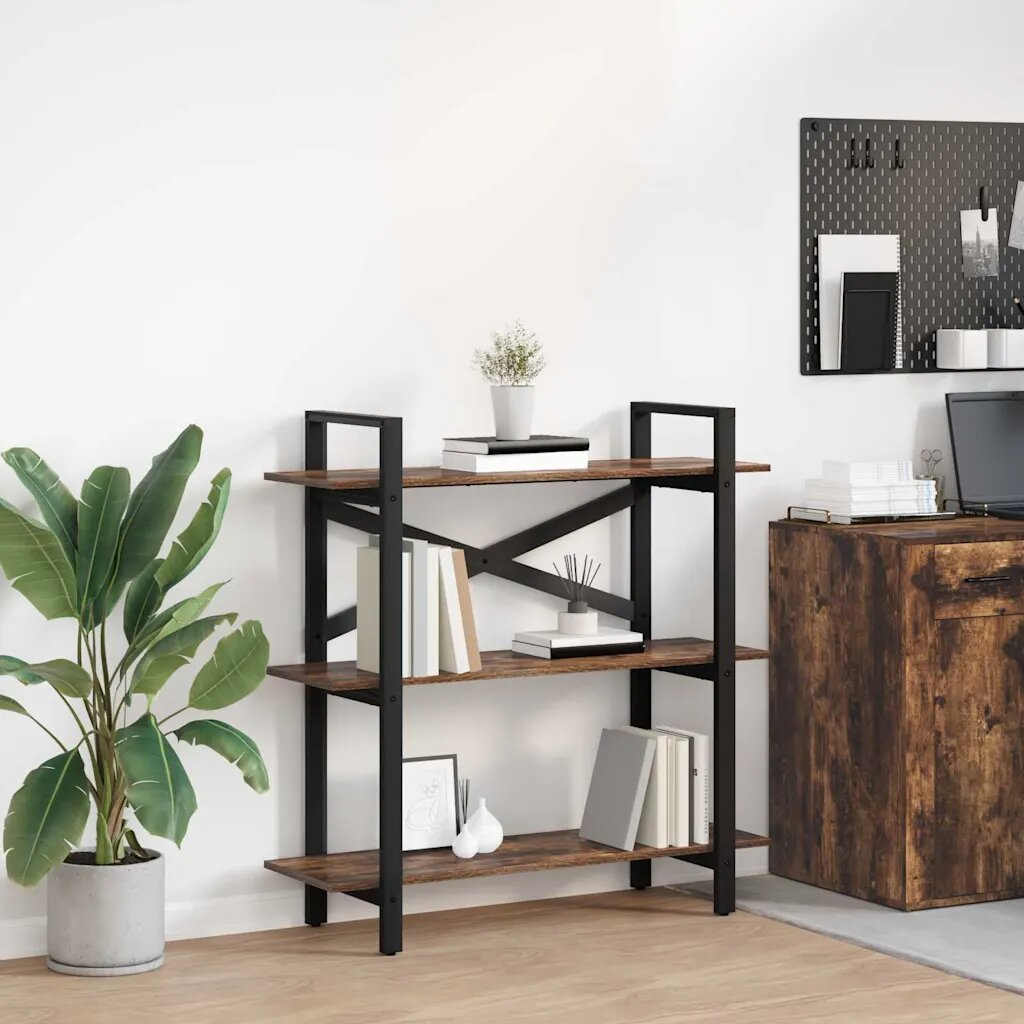 vidaXL Рафт за книги 3 нива 100 x 335 x 102 см Инженерна дървесина