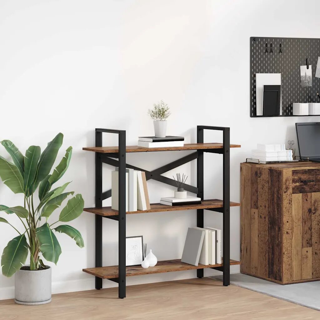 vidaXL Рафт за книги 3 нива 100 x 335 x 102 см Инженерна дървесина