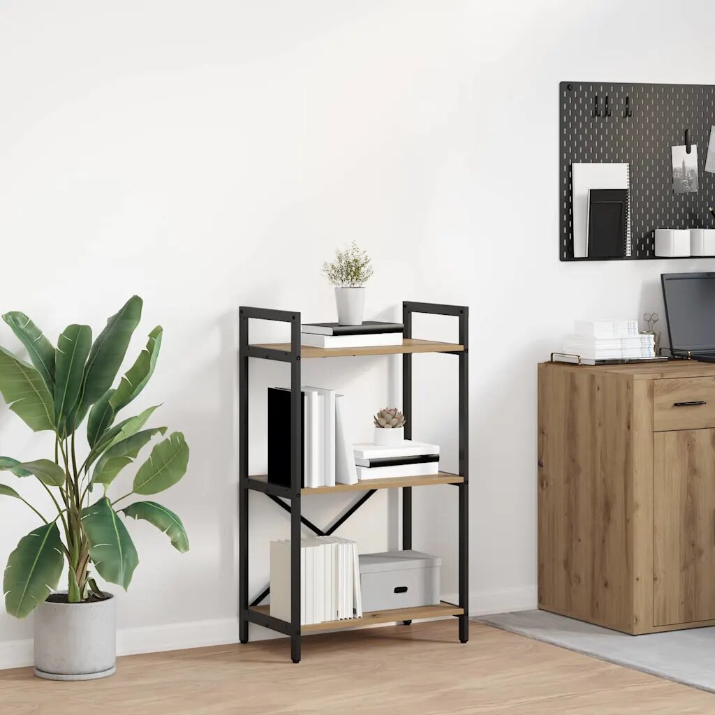 vidaXL Рафт за книги 3 нива 56 x 34 x 96 см Инженерна дървесина Дъб